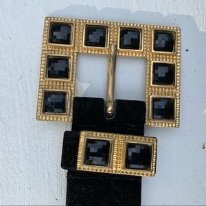 Anne Klein Stone Buckle Velvet Belt